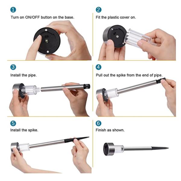 Multicolor 12 Pack IP44 Outdoor Solar Garden Stake Lights