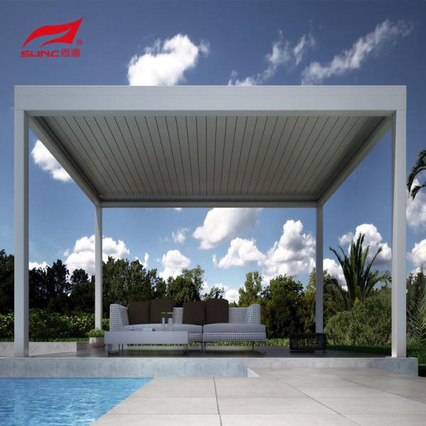 Pergola de jardim de aço inoxidável de liga de alumínio motorizada moderna 6063