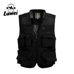 Summer Designer Casual Biker Multi-pocket Mesh Utility Breathable Sleeveless Fishing Plus Size Men's Vests & Waistcoats