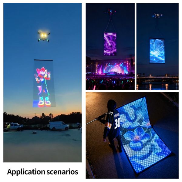 Lightweight Advertising Drone with LED Screen for Flying Digital Projection High-Impact Event Marketing Banner Solution