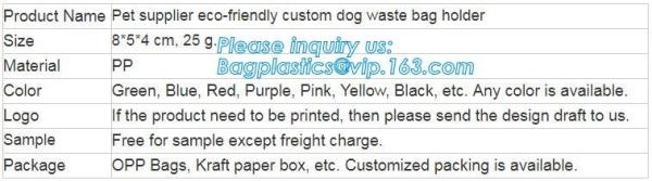 LED Flashlight Dog Waste Bag Dispenser Holder with Pet Waste Bag Poop Roll Bags, BPI ASTM D6400 EN13432 Approval Customi