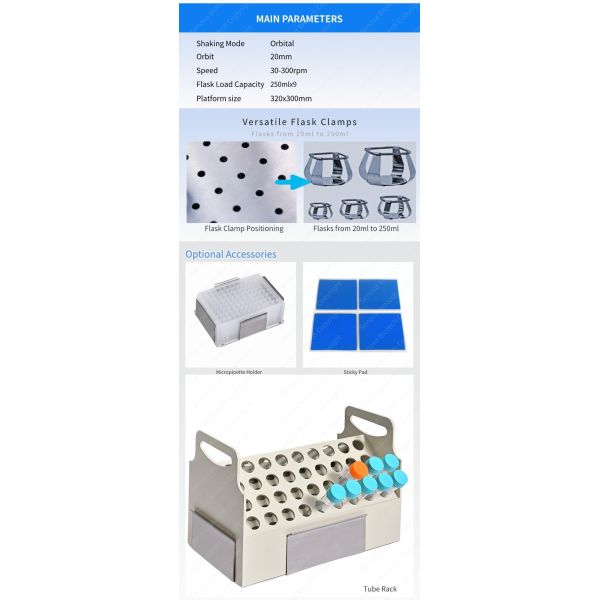 250mlx9 Benchtop Orbital Laboratory Shaker DBS-601