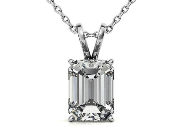 1.05ct Emerald Cut 14k Gold Necklaces Dia 7×5mm Bezel setting Type