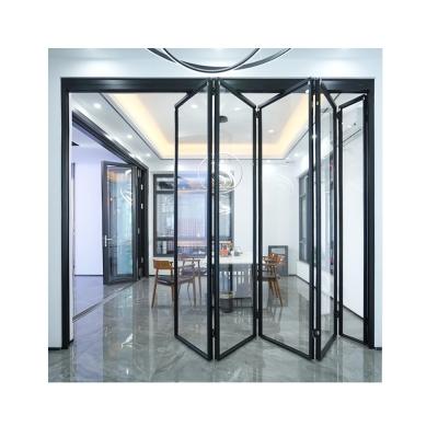 Customized Thermal Break Modern Tempered Glass Bifold Doors Waterproof Aluminum Alloy