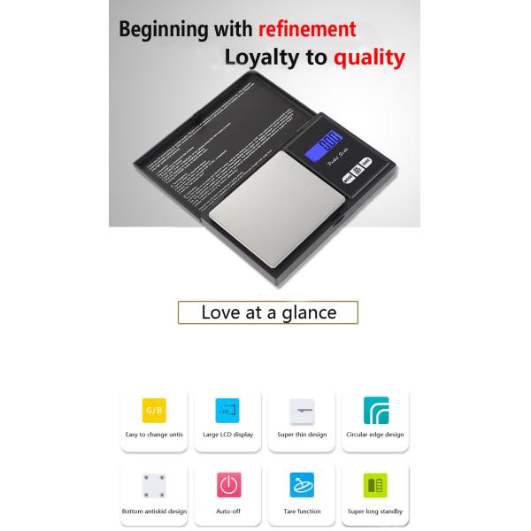Balanza de bolsillo de acero inoxidable ABS de alta precisión 0.01g Precisión Mini Digital Jewelry Scale Tamaño de la balanza 7.6*12.8*2 cm