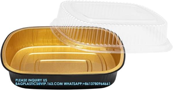 50 Oz Oval Aluminum Foil Pans With Snap-On Lids Take Out Pan With Clear PET Dome Lid 2X Thicker Heavy Duty Reusable