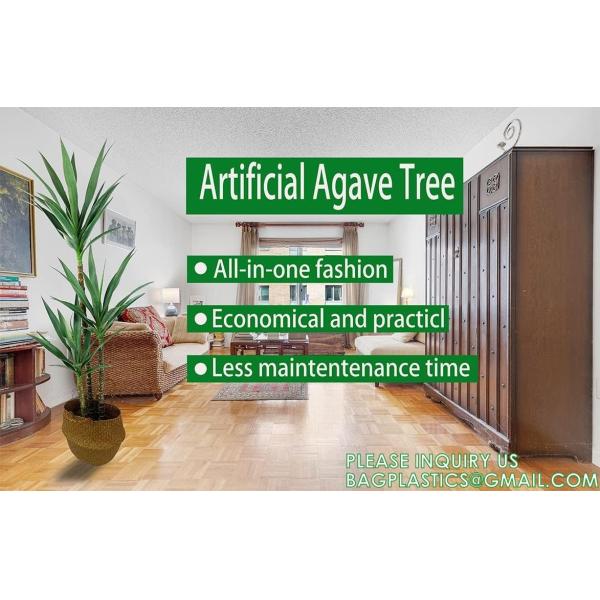 Artificial Tree Plant with 76 Leaves, Nursery Plastic Pot, Feel Real Technology, Green Tree 5.3ft Faux Agave