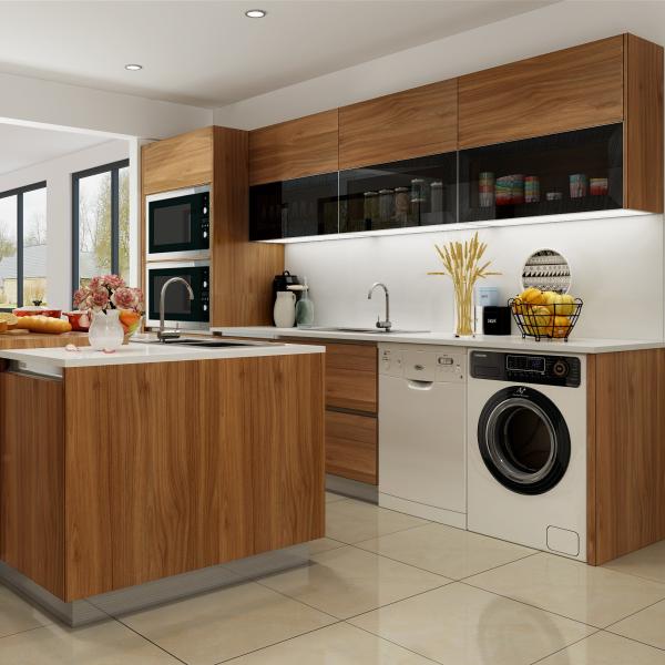 Массивные деревянные ореховые фабрики Кухонные шкафы предварительно сделанные для квартиры