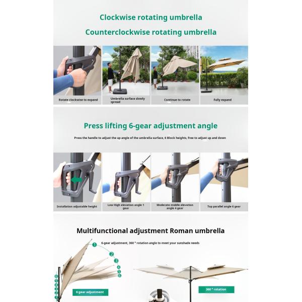 Waterproof Polyester Fabric Heavy Duty Commercial Parasol 3m Patio Umbrella