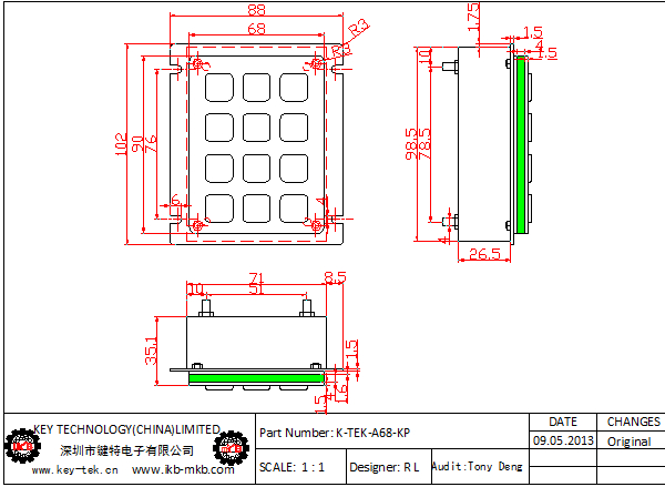 Industrial mini Rear Panel Mouting Steel Metal Numeric Keypad with USB or RS232 Interface