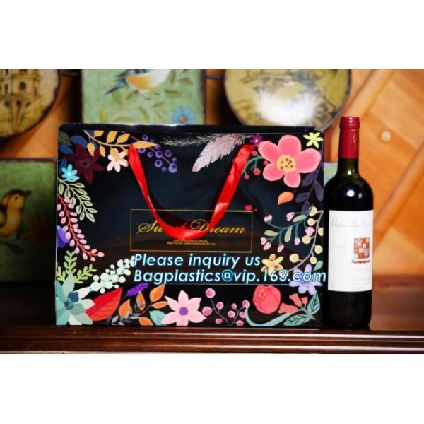 Gold Stamping Glossy Lamination Paper Rope Handle Paper Carrier Bag Custom Design paper carrier bag with rope handle