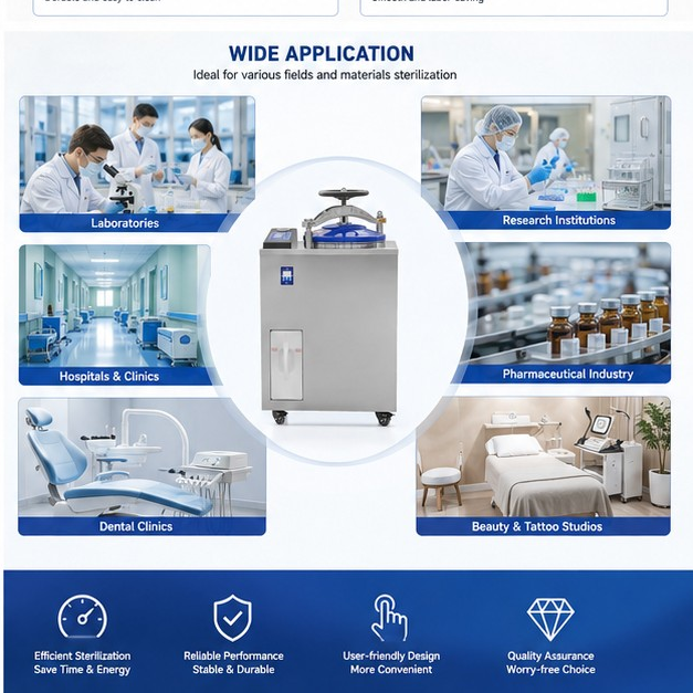 Cenlee 35-100L SUS304 116-134°C Microcomputer Control Internal Circulation Drying Autoclave Vertical Steam Sterilizer for Lab
