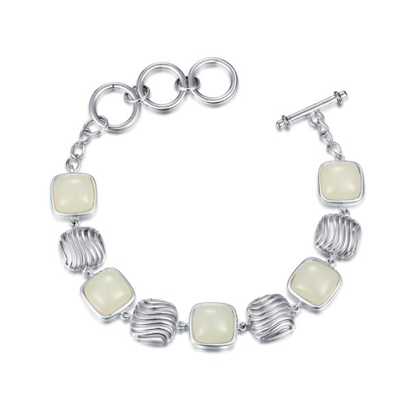 La curación empiedra 925 la pera Jade Bracelet blanca de Sterling Silver Bracelet 8x12m m
