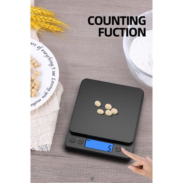 12*10*3cm GYS 3KG Black Color Smart Food Scale Most Competitive Electronic Digital Multifunction Nutrition Weighing Kitchen Scale