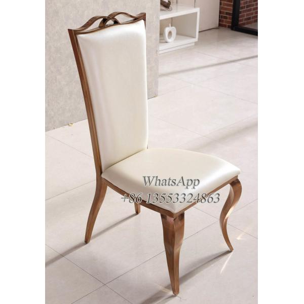 White Leather Dining Room Chairs Leather Stainless Steel Dining Chair For Sale in Chiness Manufacturer (YS-1-1)