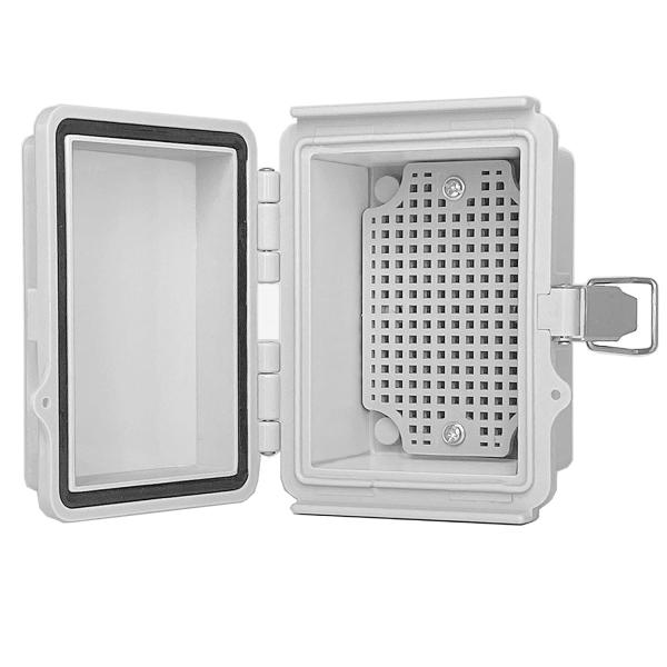 120x90x70mm Hinged Cover Stainless Steel Latch Waterproof Plastic Enclosure Includes Mounting Plate and Wall Bracket