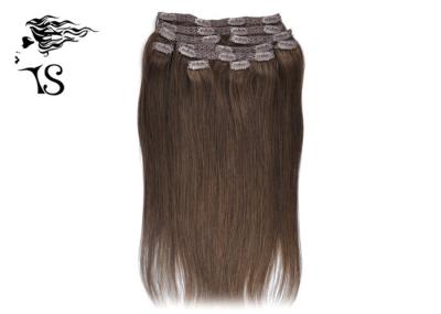 Fashion Ladies Clip In Hair Extensions Real Hair Medium Brown Silky Straight Style