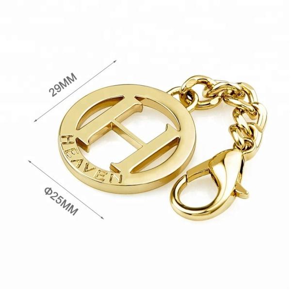 Eco-friendly Customized Logo Metal Tag with Chain and Hook H Letter Hollow Round Hang