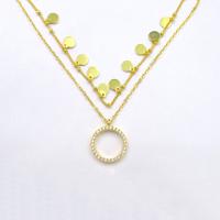 Colar chapeada luxo do pendente do ouro 14K do zircão com dado forma redondo e pouca joia de prata do projeto 925 do artigo