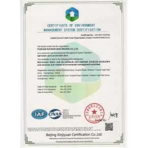 Foshan Rayson Non Woven Co.,Ltd Certifications