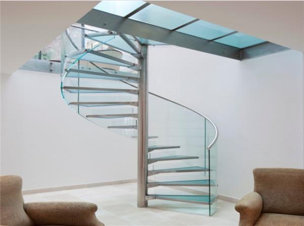 Modern Frameless Glass Spiral Staircase , Residential Decorative Spiral Staircase