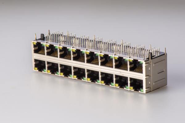 Magnetic RJ45 Ethernet Jack RMA-392G-160F13-22  2 x 8 Port PBT