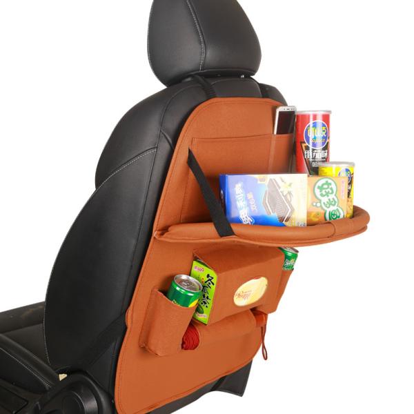 Brown Color Car Additional Accessories PU Leather Car Back Seat Organizer