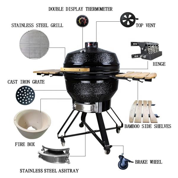 KIMSTONE Kamado BBQ 26 Inches Grande Black Monster XXL Egg Charcoal Barbecue Grill Smoker