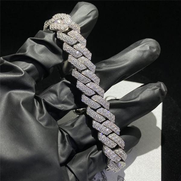 Prata congelada Vvs do bracelete de corrente 925 de Miami Moissanite Cuban Link para Joia Empresa