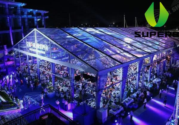 Waterproof 3m To 40m 60m PVC Wedding Tent With 60x20m Clear Roof