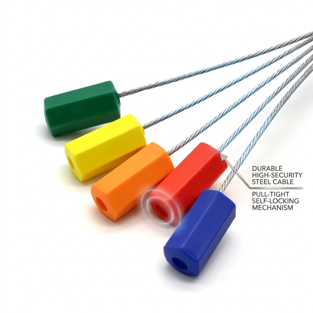 Color Coded Plastic Coated Steel Cable Security Seal Serial Numbered Container Inventory Management