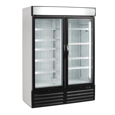O supermercado levanta-se o congelador de vidro da porta com a anti porta da névoa e a iluminação do diodo emissor de luz