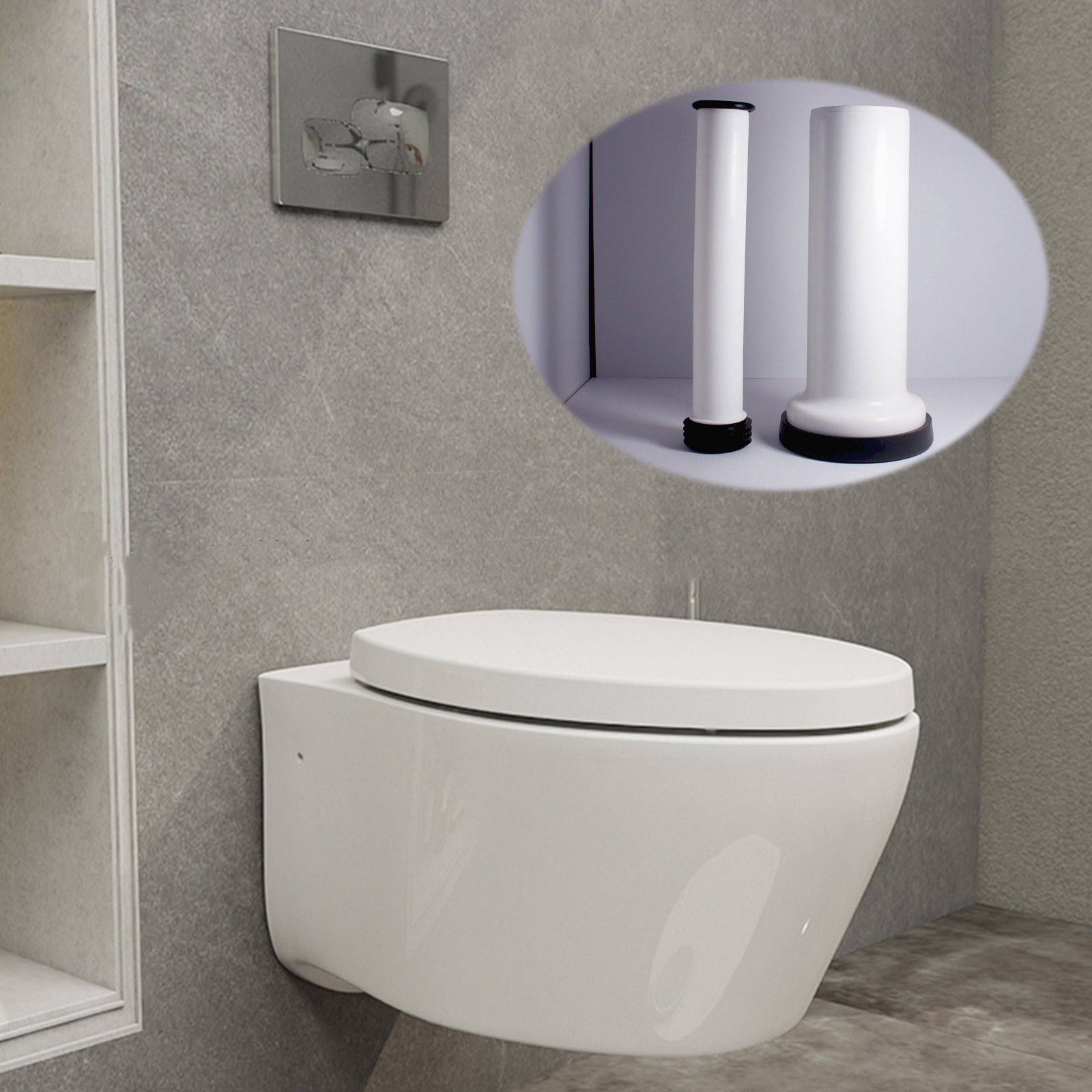 35cm Concealed Cistern Wall-Hung Toilet, Regular Flush, Straight Pipe Sewage Pipe, Concealed Squat Toilet, Fixed Screw Accessories