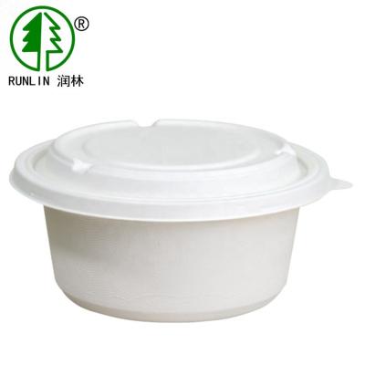 Recipientes biodegradáveis do gelado do bagaço descartável com as bacias de papel recicláveis da tampa