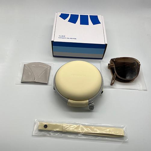 Portable Removable Strap Fashionable Sport Skin-Friendly Synthetic Leather Circle Folding  Sunglasses Case