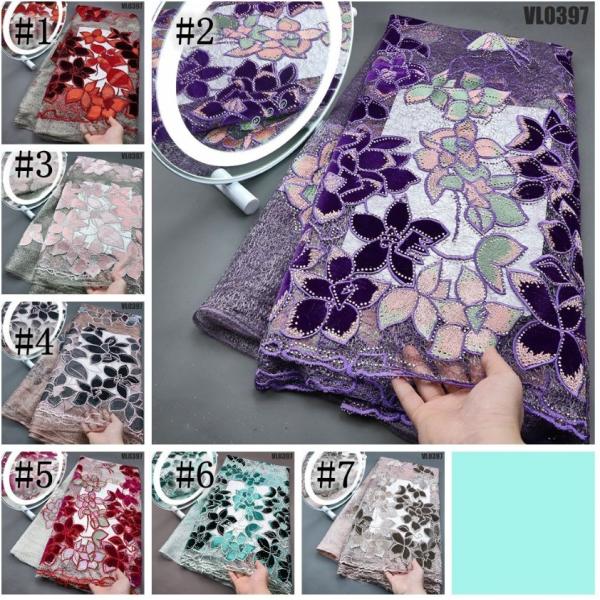 Supoo 2023 Luxury Velvet Lace for Wedding Embroidery Velvet Fabric Tulle Lace with Stones