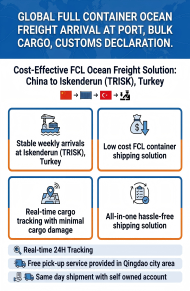 Cost-Effective FCL Ocean Freight with 30-45 Days Transit and 24/7 Multilingual Support to Iskenderun