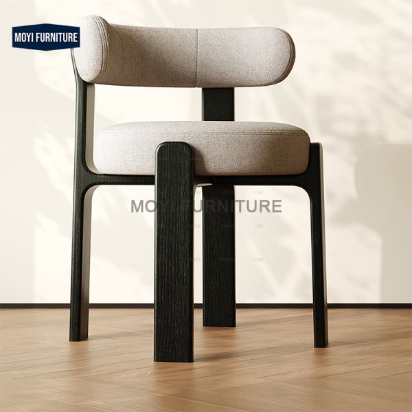 Solid Wood Dining Chairs Modern and Simple Backrest Makeup Chairs, Solid Wood Walnut Color Hotel Leisure