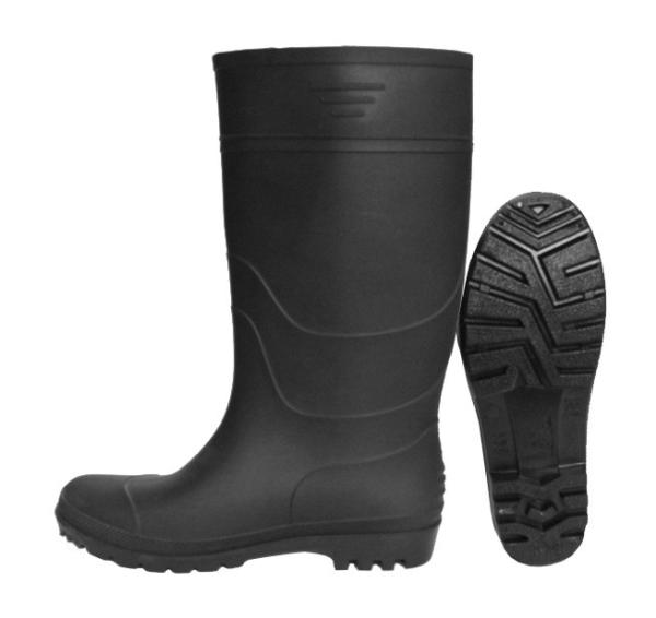 Sapatos de chuva de PVC antiderrapante preto, mate, de barril alto