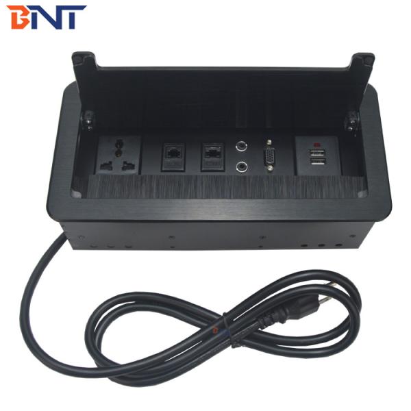 lid buffer design flip up  desk socket with brushed cover used in conference room BF808