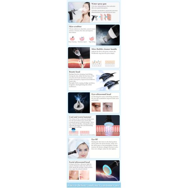 8 in 1 Deep Cleaning Face Lifting Multifunctional Rf Microdermabrasion Hydro Facial Machine