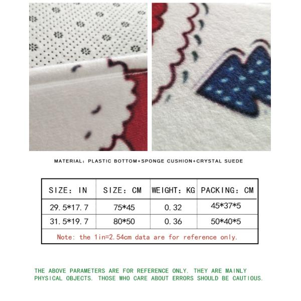 Christmas Three Piece Bathroom Rug Set Toilet Lid Covers 50*80cm