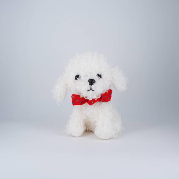 Realistic White Toy Poodle Stuffed Animal Handcrafted Lifelike Standing Dog Plush