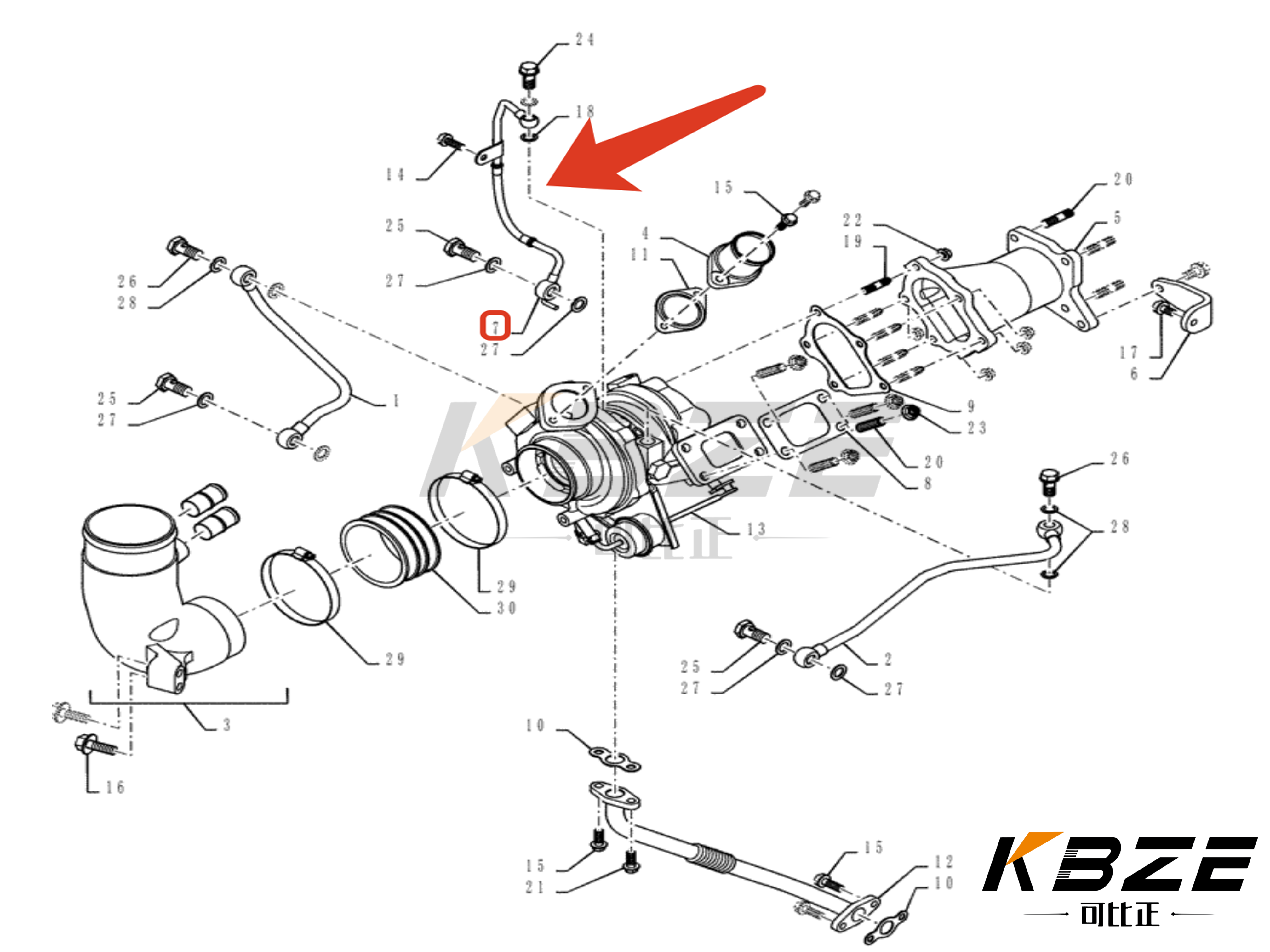 КБЗЕ ТУРБО ТУБКА ДЛЯ ГИНО J08 МОТОР ВХС 241061440 Замена KOBELCO SK350-9 экскаватор