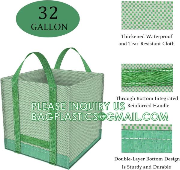 Heavy Duty Home and Yard Waste Bag 48-Gallon Woven Polypropylene, Reusable Lawn and Leaf Garden Bag with Reinforced