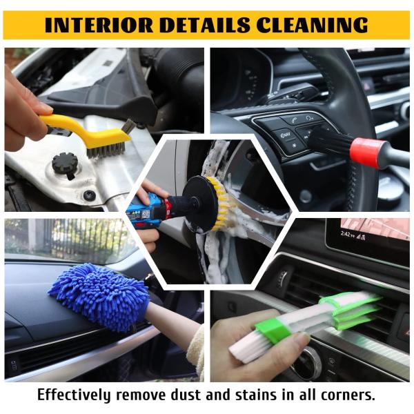 23PCS Car Detailing Brush Kit Microfiber For Interior Exterior