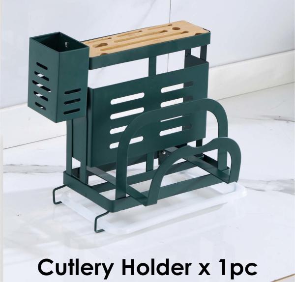 283x160x260mm Countertop Storage Rack , Kitchen Knives Holder Fireproof Green Coating