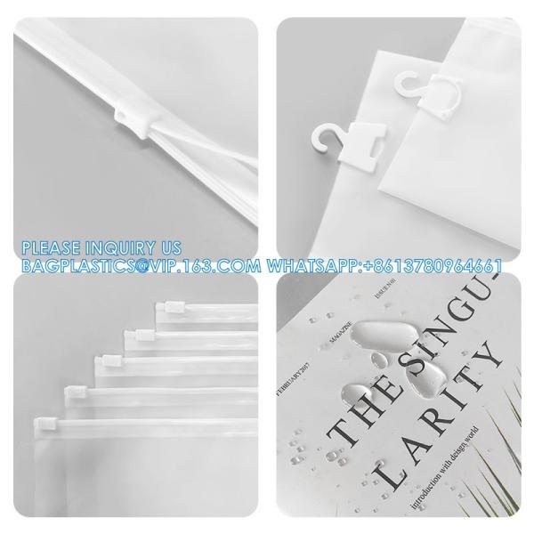 HANGER HOOK BAGS,GARMENT BOTTON CLOSURE BAGS, EVA FROST DRAWSTRING BAGS, VINYL HANGER HOOK BAG