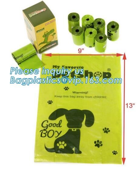 biodegradable plastic pet cat dog waste bag drawstring dog poop bag leak-proof pick up bag, Refill and Leash Clip Degrad