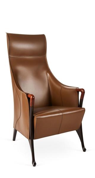 Multi Density Progetti Leather Wing Chair , Solid Wood Dining Chairs